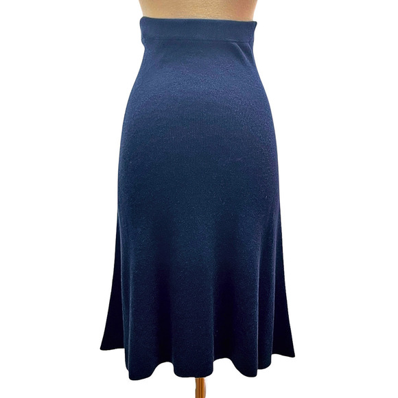 Joie NWT High Waist Wool Blend Flared Silhouette Knit Skirt Ink Navy Size Small - Picture 2 of 9